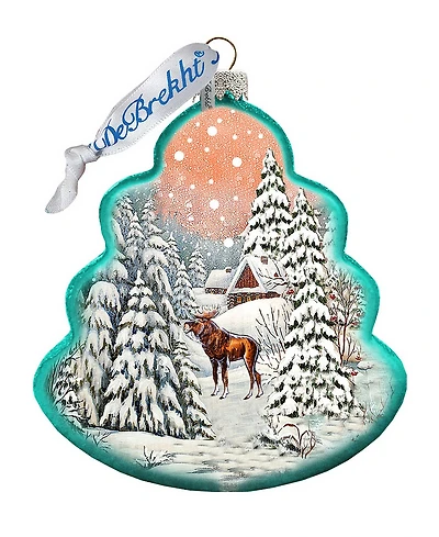 G.DeBrekht Winter Village with Moose Tree Holiday Ornament