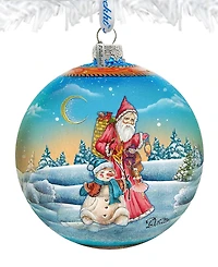 G.DeBrekht Limited Edition Oversized Winter Village Christmas Ball Glass Ornament