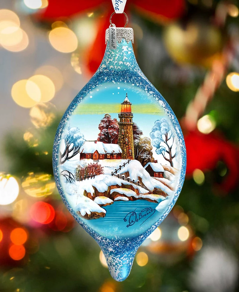 G.DeBrekht Lighthouse Glass Ornament Holiday Splendor