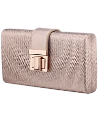 Nina Embossed Woven Turnlock Minaudiere Small Handbag