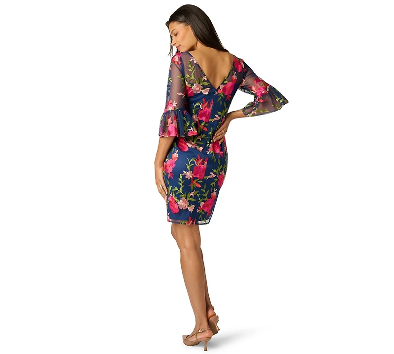 Adrianna Papell Women's Embroidered Short Dress