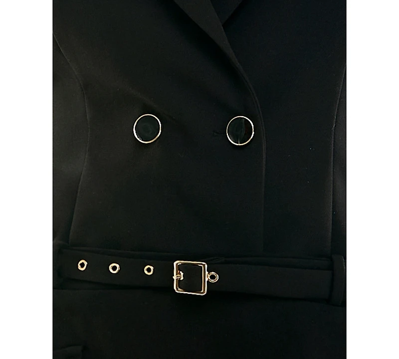 Seni & Cade Juniors' Sleeveless Belted Double Breasted Jacket Dress