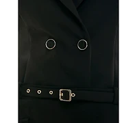 Seni & Cade Juniors' Sleeveless Belted Double Breasted Jacket Dress