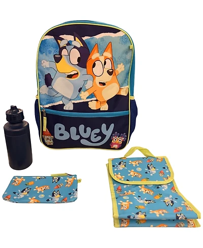 Accessory Innovations Bluey and Bingo Backpack, Lunch Bag, Water Bottle, Zip Case and Carabiner, 5-Piece Set