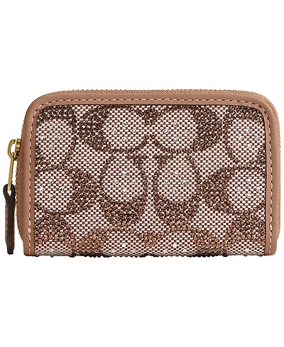 Coach Essential Crystal Signature Jacquard Card Case Wallet