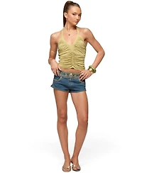 Edikted Women's Jackey Ruched V Neck Halter Top