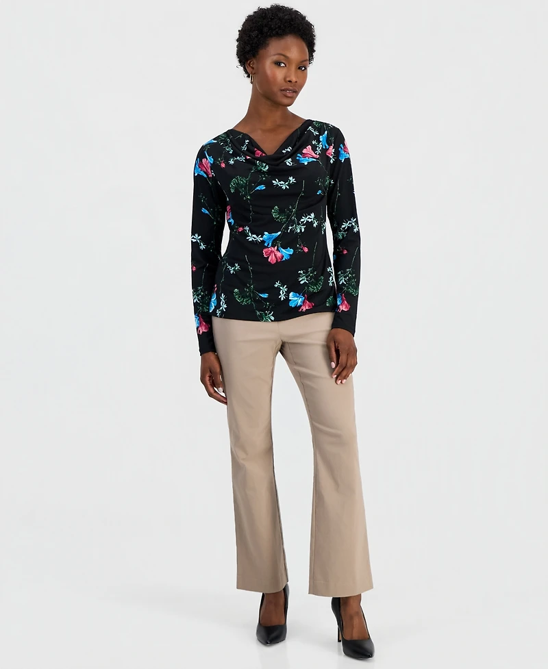 I.n.c. International Concepts Petite Floral-Print Cowl Neck Top, Macy's Exclusive