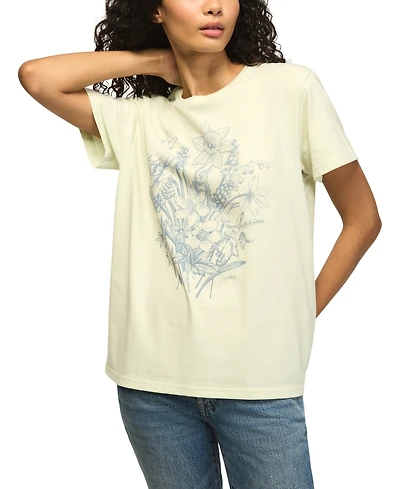 Lucky Brand Women's Floral Botanical Crewneck Boyfriend Top