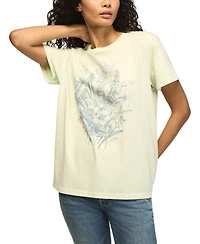 Lucky Brand Women's Floral Botanical Crewneck Boyfriend Top