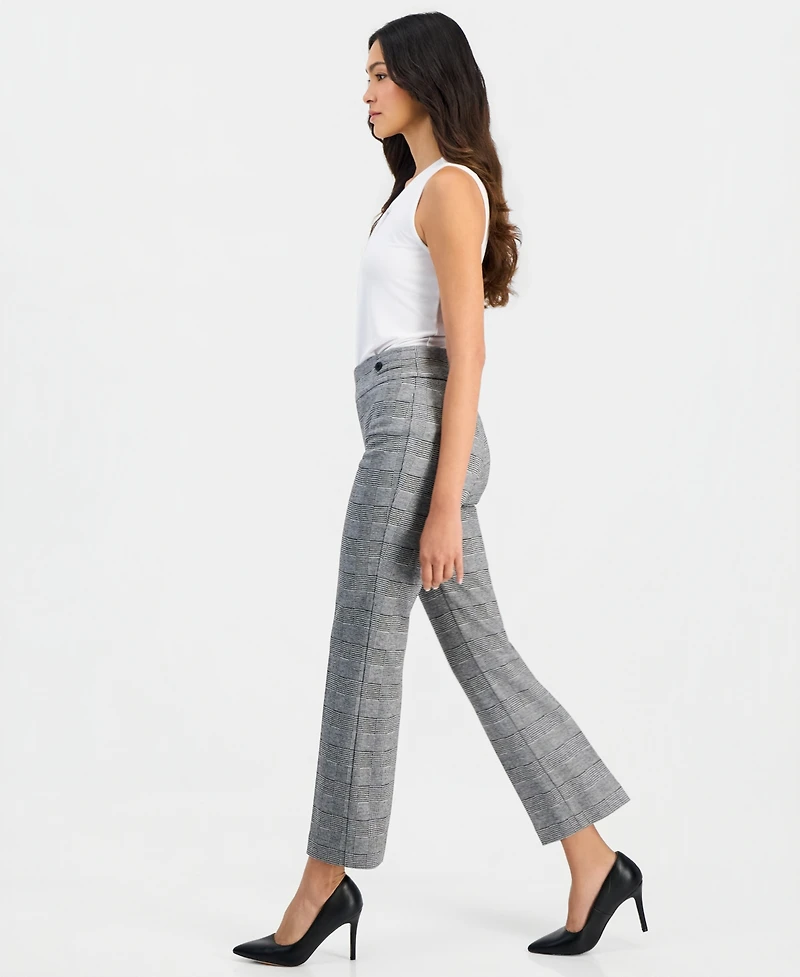Anne Klein Essentials Petite Check Pull-On Cropped & Ankle Pants
