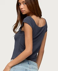 Edikted Women's Pera Wide Scoop Neck Tie Top