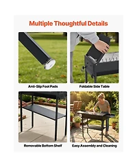 Cozito Foldable Charcoal Grill with Adjustable Height and Folding Side Tables