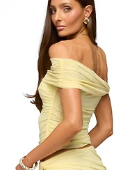 Edikted Women's Raquela Twist Off Shoulder Ruched Top