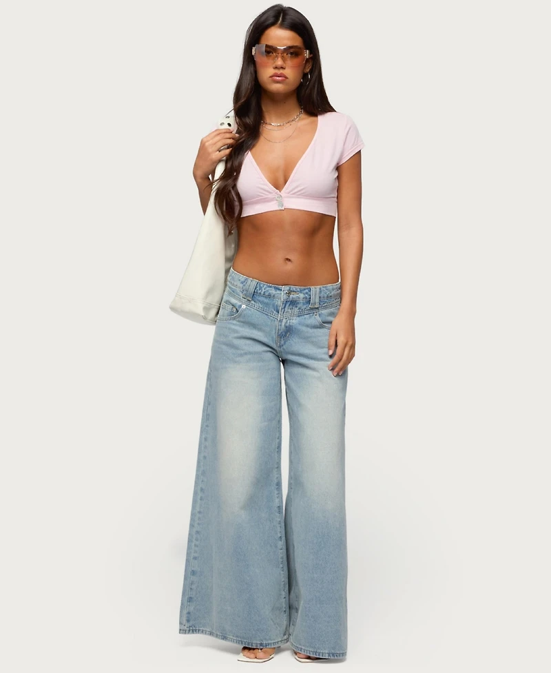 Edikted Women's Cecey Button Up Crop Top