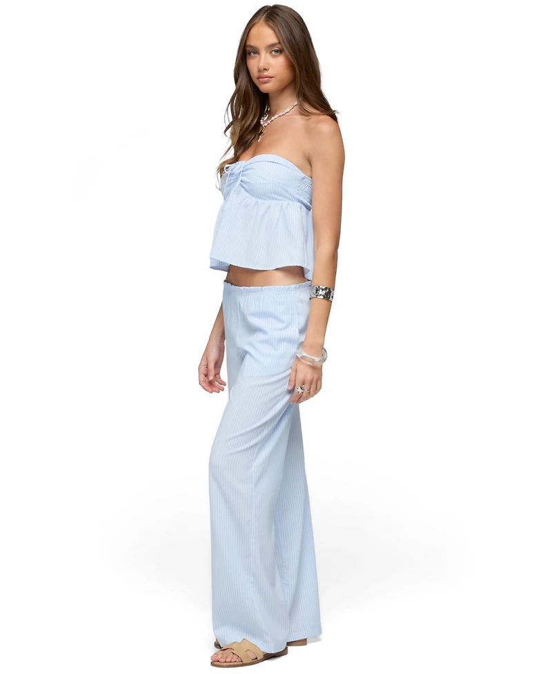 Edikted Women's Cersei Striped Tie Front Strapless Top