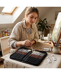 Sevorley 15-Piece Set Artist Paint Brush Set with Pop-Up Case and Palette Knife