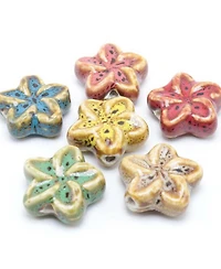 Sevorley 24Piece Set Ceramic Flower-Shaped Loose Beads for Diy Jewelry