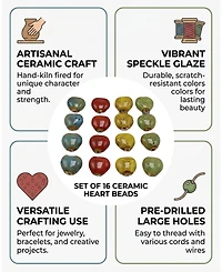 Sevorley 50Piece Set Ceramic Heart-Shaped Loose Beads for Diy Jewelry