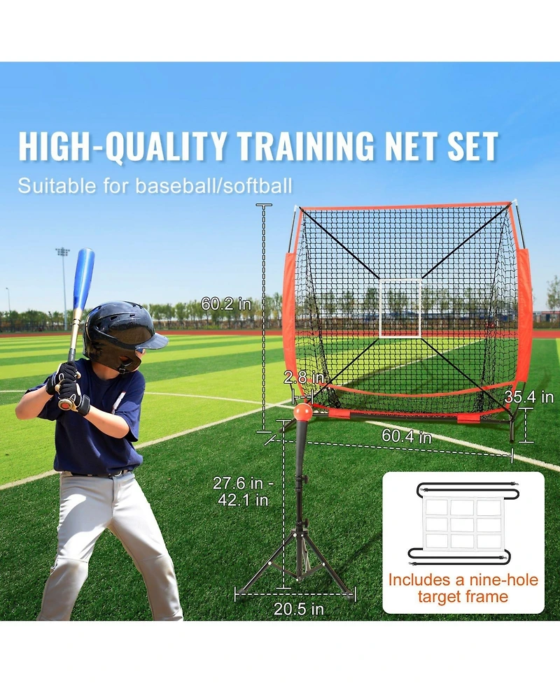 Sevorley 5x5 ft Portable Baseball Softball Practice Net with Strike Zone and
