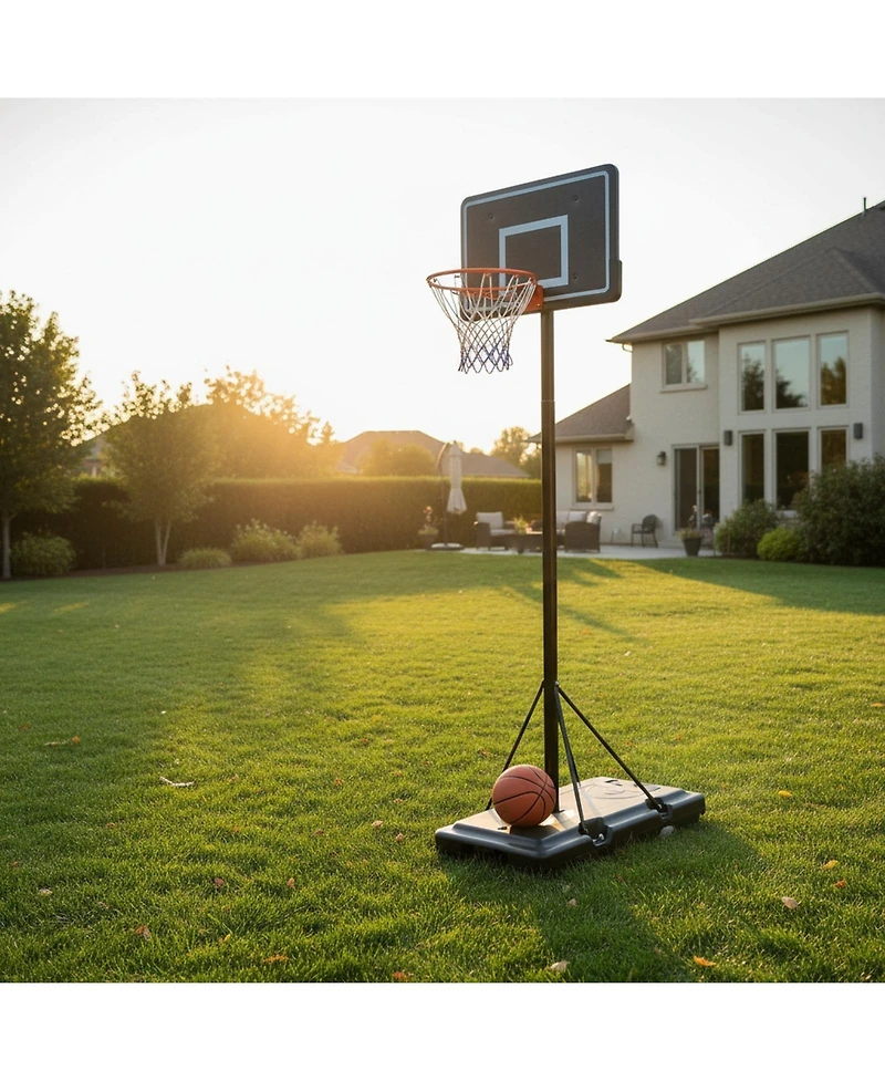 Sevorley Portable 4-10 ft Adjustable Basketball Hoop with 44 in Backboard and