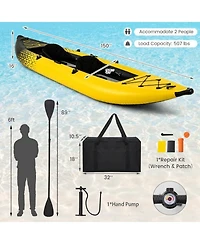 Sevorley Inflatable 2-Person Kayak Set with Aluminum Oars Pump and Repair Kit