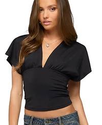 Edikted Women's Salie Back Cutout Flutter Top