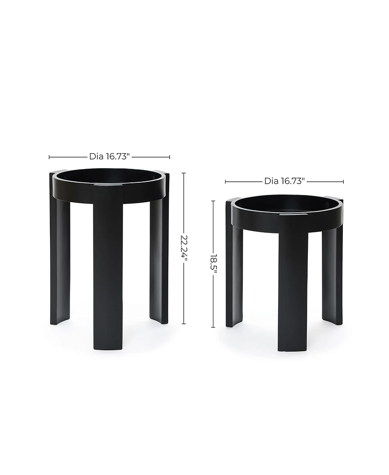 LuxenHome Black Nesting Side Tables Set of 2, Round Mdf End Tables for Living Room, Painted Finish