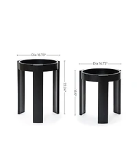 LuxenHome Black Nesting Side Tables Set of 2, Round Mdf End Tables for Living Room, Painted Finish