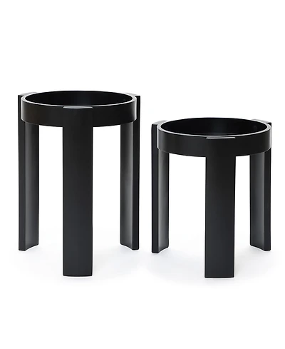 LuxenHome Black Nesting Side Tables Set of 2, Round Mdf End Tables for Living Room, Painted Finish