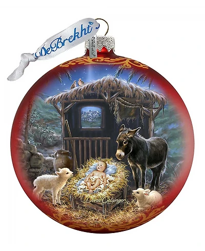 G.DeBrekht Born in A Stable Glass Ornament by Dona Gelsinger