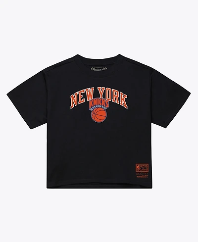 Mitchell & Ness Women's Black New York Knicks Evergreen Cropped T-Shirt