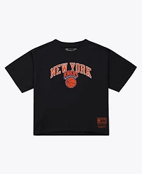 Mitchell & Ness Women's Black New York Knicks Evergreen Cropped T-Shirt