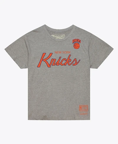 Mitchell & Ness Men's Heather Gray New York Knicks Vintage Wordmark Boxy T-Shirt