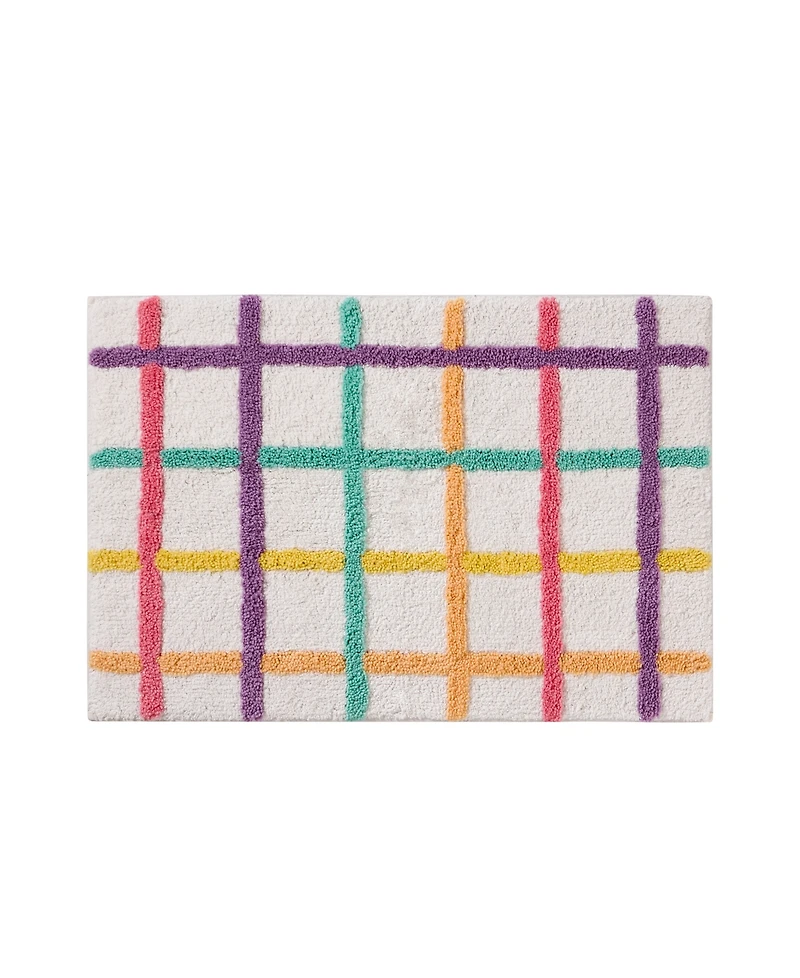 Hallmark Chromatic Grid Cotton Rich Bath Rug, 20" x 30"