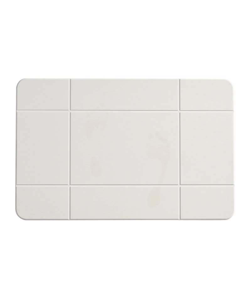 Vcny Home Carved Grid Diatomite Stone Bath Mat, 16" x 24"