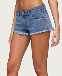 Edikted Women's Crochet Pockets Low Rise Denim Micro Shorts