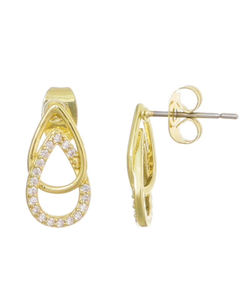 Adornia Gold Cubic Zirconia Overlap Teardrop Earrings