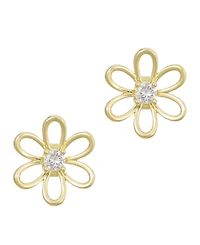 Adornia Gold Cubic Zirconia Flower Outline Stud Earrings