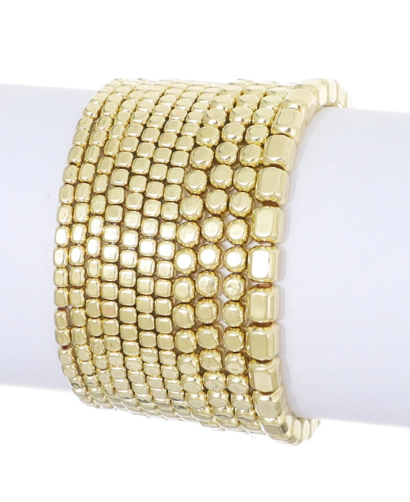 Adornia Set of 10 Golden Bead Stretch Bracelets
