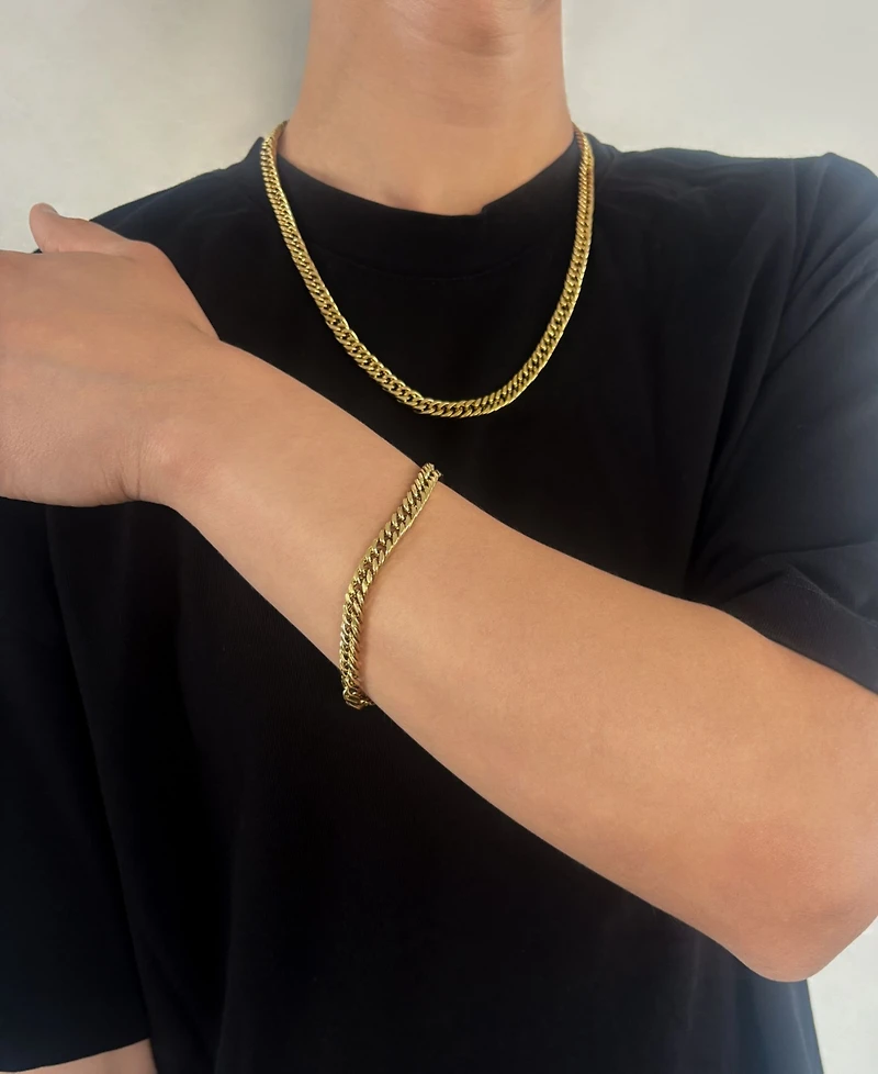Adornia Men's Tarnish Resistant Gold 7mm Cuban Chain Necklace
