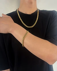 Adornia Men's Tarnish Resistant Gold 7mm Cuban Chain Necklace