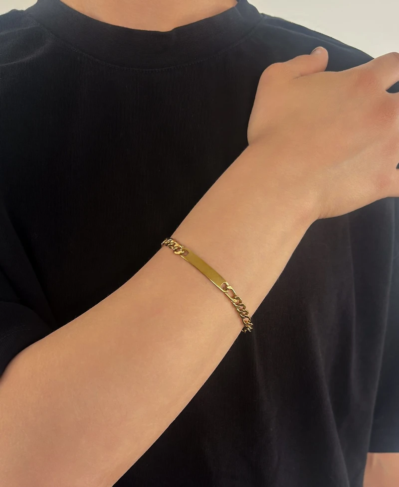 Adornia Men's Tarnish Resistant Gold Figaro Id Bracelet