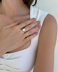 Adornia 14k Gold-Plated Clover Ring 5-Piece Set