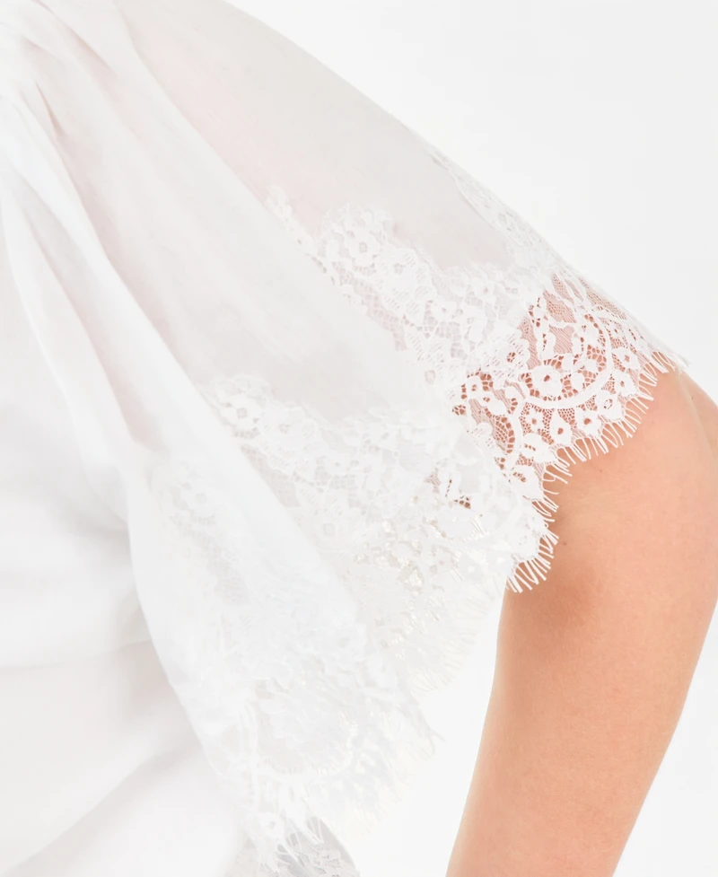 On 34th Plus Lace Short-Sleeve Blouse, Macy's Exclusive