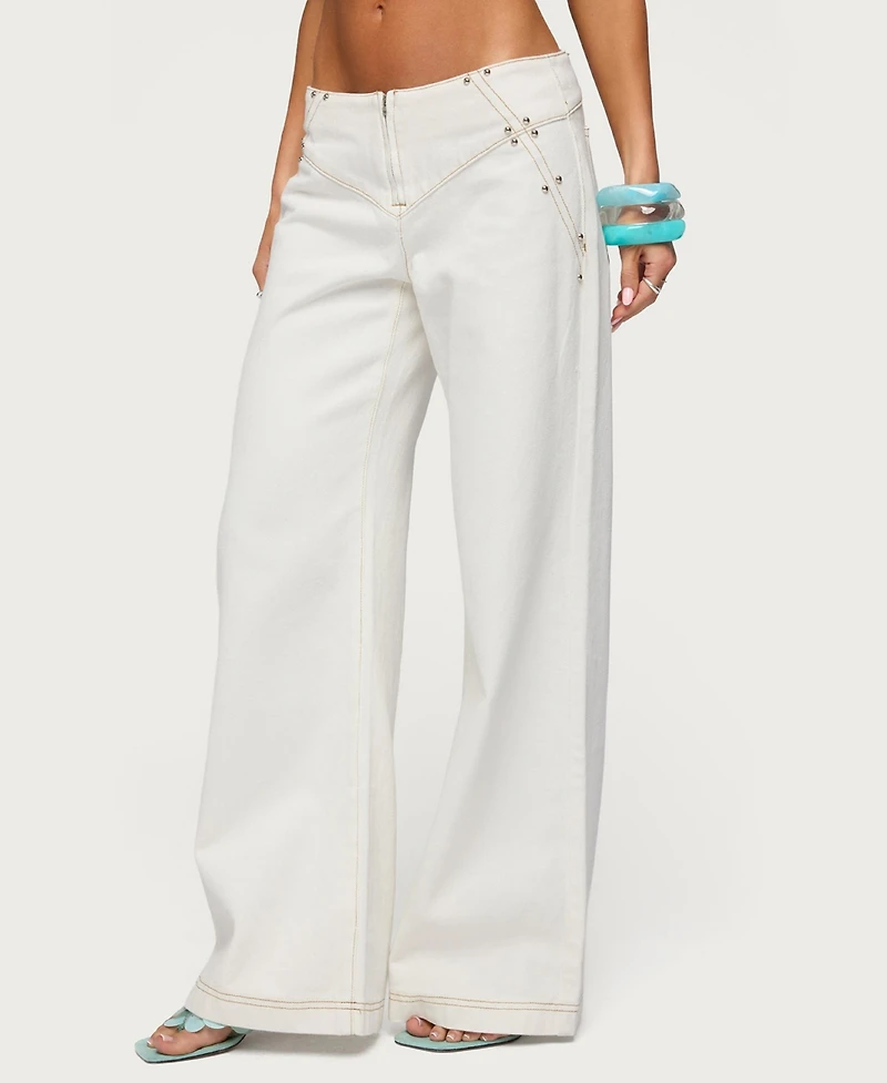 Edikted Women's Kianni Low Rise Wide Leg Jeans