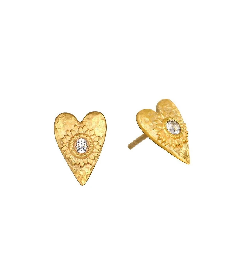 Satya Jewelry Sacred Connection Heart Lotus Stud Earrings