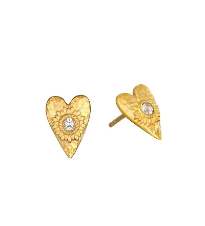 Satya Jewelry Sacred Connection Heart Lotus Stud Earrings