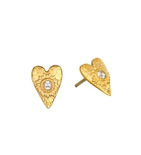 Satya Jewelry Sacred Connection Heart Lotus Stud Earrings