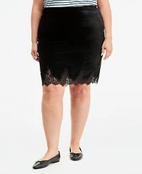 On 34th Trendy Plus Velvet Lace-Hem Skirt, Macy's Exclusive