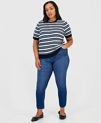 On 34th Trendy Plus Mallory Striped Sweater-Knit T-Shirt, Macy's Exclusive